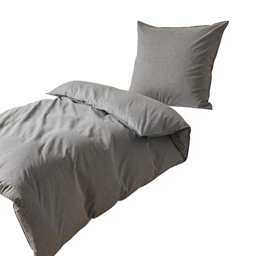 Traumschlaf Basic Uni Bettwäsche Chambray anthrazit, Kissenbezug einzeln 80x80 cm von Traumschlaf
