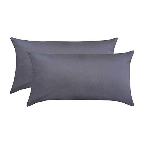 TRAUMSCHLAF Edel-Linon Kissenbezüge 2er Set anthrazit, 2X 40x80 cm von Traumschlaf