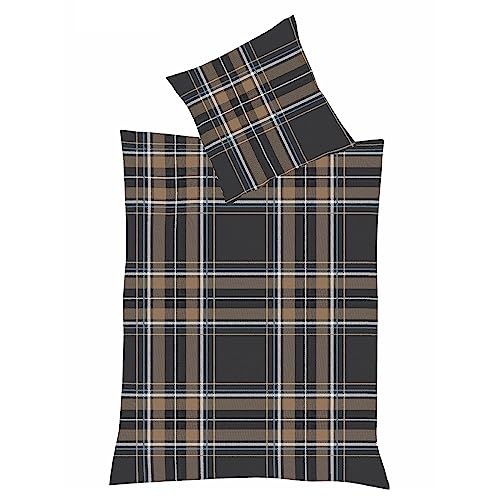 Traumschlaf Feinbiber Bettwäsche Aspen Sudbury dunkelgrau 1 Bettbezug 155 x 220 cm + 1 Kissenbezug 80 x 80 cm von Traumschlaf