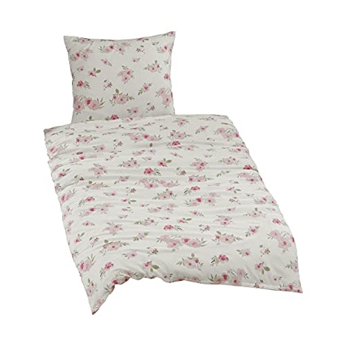 Traumschlaf Flanell Bettwäsche Rose 1 Bettbezug 155 x 220 cm + 1 Kissenbezug 80 x 80 cm von Traumschlaf