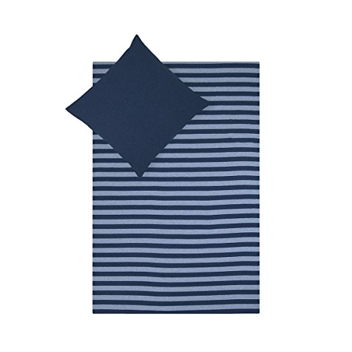 Traumschlaf Jersey Melange Wendebettwäsche Stripe blau von Traumschlaf