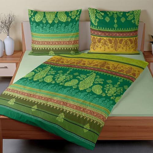 Traumschlaf Mako Satin Bettwäsche ESA grün 1 Bettbezug 135 x 200 cm + 1 Kissenbezug 80 x 80 cm von Traumschlaf