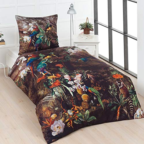 Traumschlaf Mako-Satin Bettwäsche Papagei 1 Bettbezug 135 x 200 cm + 1 Kissenbezug 80 x 80 cm von Traumschlaf