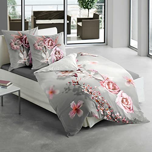 Traumschlaf Mako-Satin Bettwäsche Rose 1 Bettbezug 155 x 220 cm + 1 Kissenbezug 80 x 80 cm von Traumschlaf