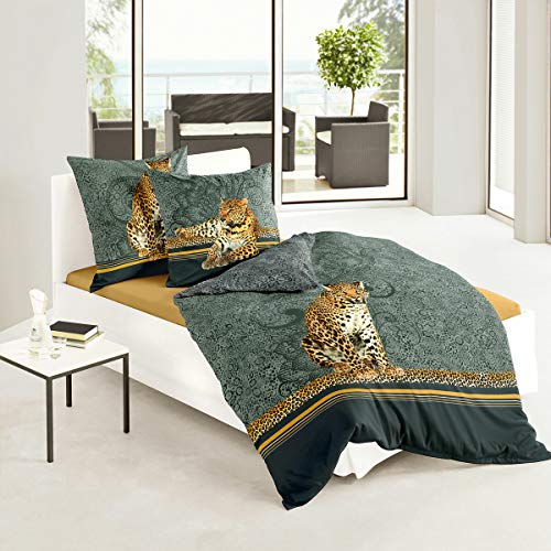 Traumschlaf Mako-Satin Leopard anthrazit 1 Bettbezug 135 x 200 cm + 1 Kissenbezug 80 x 80 cm von Traumschlaf