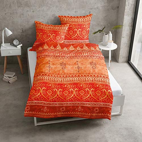 Traumschlaf Reine Baumwolle, Satin - Bordürendruck absolut hip modernes Landhaus orientalischer Flair Ornamente Terra orange 135x200 cm + 80x80 cm von Traumschlaf