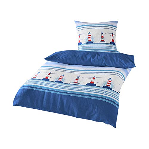 Traumschlaf Seersucker Bettwäsche • Sommer Bettwäsche Set aus 100 % Baumwolle • Maritimes Leuchtturm-Motiv • Bügelfrei & Atmungsaktiv • Mit Reißverschluss • Hautfreundlich & Pflegeleicht • Traumschlaf Seersucker Bettwäsche • Sommer Bettwäsche Set aus 100 % Baumwolle • Maritimes Leuchtturm-Motiv • Bügelfrei & Atmungsaktiv • Mit Reißverschluss • Hautfreundlich & Pflegeleicht • von Traumschlaf