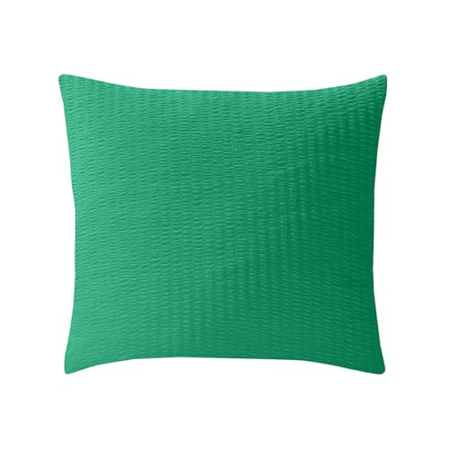 Traumschlaf Seersucker Bettwäsche Set • bügelfreie Sommerbettwäsche einfarbig Uni in tollen Farben mit Reißverschluss Kissenbezug einzeln 80x80 cm apfelgrün von Traumschlaf