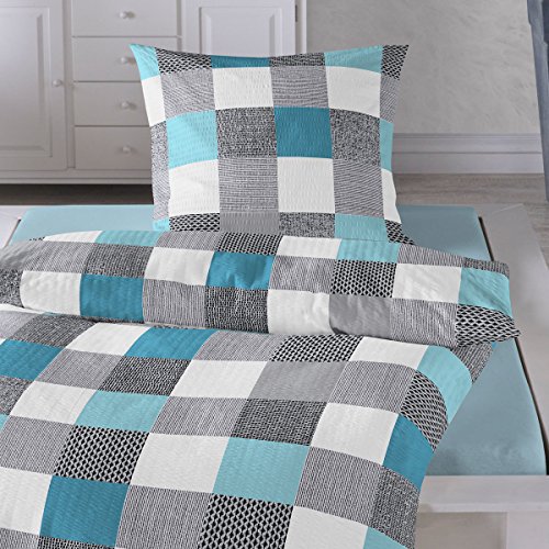 Traumschlaf Seersucker Bettwäsche Set • luftig leichte Sommerbettwäsche im Quadrate Design bügelfrei mit Reißverschluss • 135x200 cm + 80x80 cm Traumschlaf Seersucker Bettwäsche Set • luftig leichte Sommerbettwäsche im Quadrate Design bügelfrei mit Reißverschluss • 135x200 cm + 80x80 cm von Traumschlaf