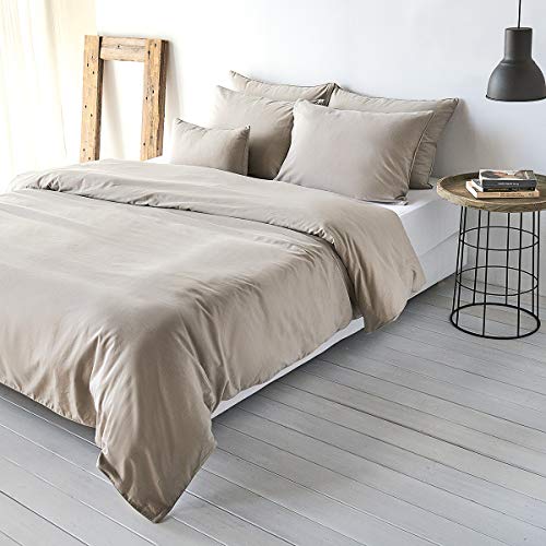 Traumschlaf Uni Baumwolle-Leinen Bettwäsche Basalt, 1 Bettbezug 135 x 200 cm + 1 Kissenbezug 80 x 80 cm von Traumschlaf