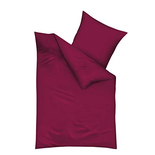 Traumschlaf Uni Biber Bettwäsche Bordeaux, 1 Bettbezug 135 x 200 cm + 1 Kissenbezug 80 x 80 cm von Traumschlaf