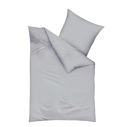 Traumschlaf Uni Biber Bettwäsche Silber, 1 Bettbezug 155 x 200 cm + 1 Kissenbezug 80 x 80 cm von Traumschlaf