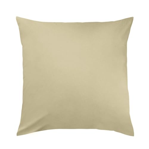 Traumschlaf Uni Kissenhülle Monaco 2er Set Creme, 2X 80x80 cm von Traumschlaf
