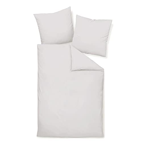 Traumschlaf Uni Mako-Satin Bettwäsche im Set 100% Baumwolle mit Reißverschluss 155x220 cm + 80x80 cm Platin von Traumschlaf