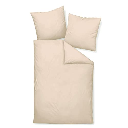 Traumschlaf Uni Mako-Satin Bettwäsche im Set 100% Baumwolle mit Reißverschluss 155x220 cm + 80x80 cm Sand von Traumschlaf
