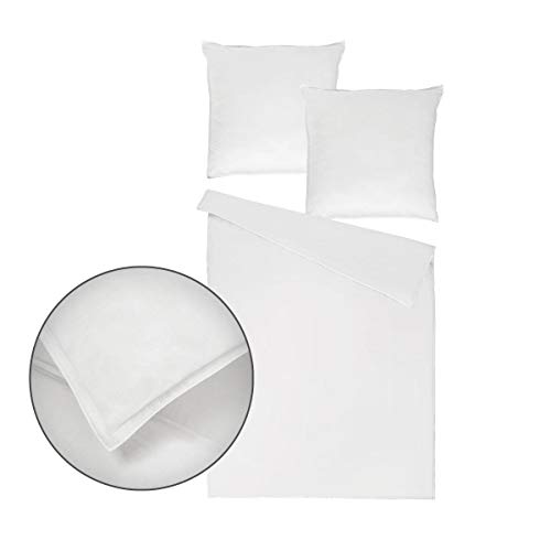 Traumschlaf Uni Single Jersey Bettwäsche Eschle White, 1 Bettbezug 155 x 220 cm + 1 Kissenbezug 80 x 80 cm von Traumschlaf