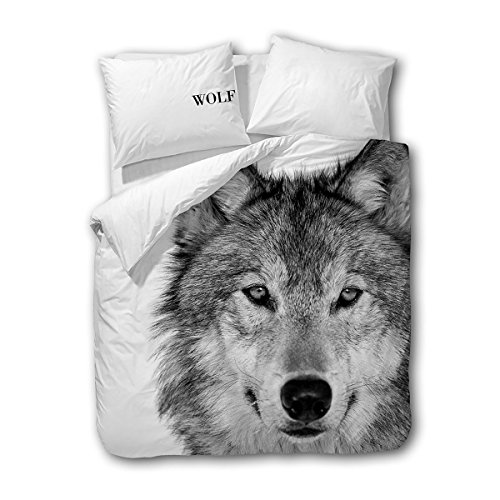 Traumschlaf Wendebettwäsche Wolf 1 Bettbezug 155 x 220 cm + 1 Kissenbezug 80 x 80 cm von Traumschlaf