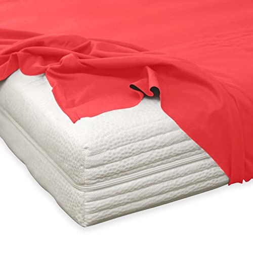 TRAUMSCHLAF kuschelig weiches Feinbiber Haustuch Bettlaken aus 100% Baumwolle ohne Spanngummi in weiteren Farben, Größen 150x250 cm Kirsch von Traumschlaf