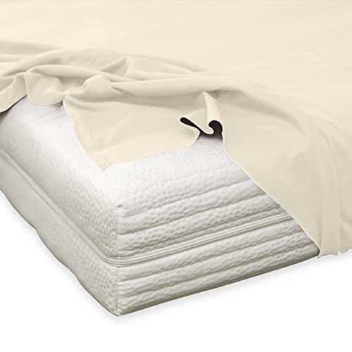 TRAUMSCHLAF kuschelig weiches Feinbiber Haustuch Bettlaken aus 100% Baumwolle ohne Spanngummi in weiteren Farben, Größen 220x260 cm Ecru von Traumschlaf