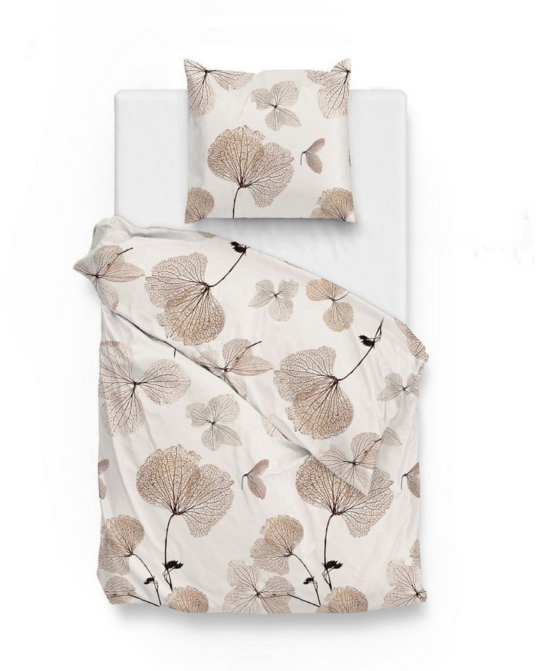 Bettwäsche Classic Baumwolle, Traumschloss, Flanell, 2 teilig, abstrakte Blumen, natur von Traumschloss