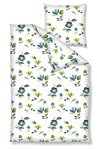 Traumschloss Bettwäsche »Renforcé« Blumen blau, 135x200 & 80x80, 100% Baumwolle, mit Reißverschluss bestehend aus Kissen und Bettbezug von Traumschloss