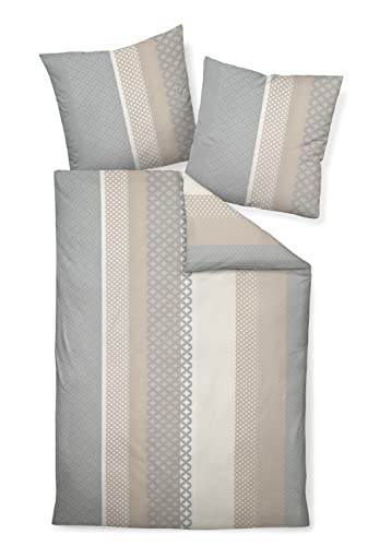 Traumschloss Bettwäsche »Seersucker« Muster Sand Silber, 155x220 & 80x80,100% Baumwolle | Krepp-Struktur, perfekt für den Sommer von Traumschloss