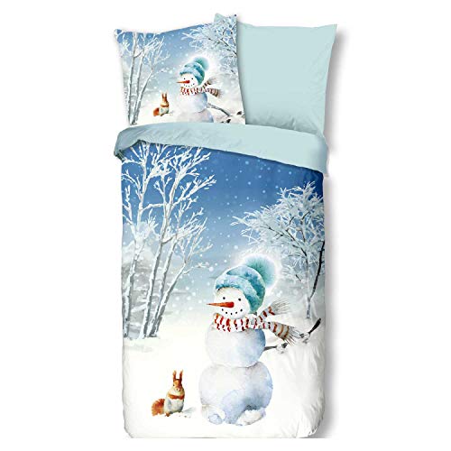 Traumschloss Comfort Flanell Bettwäsche »Cold«, Winterlandschaft mit Schneemann, 135x200 & 80x80, 100% Baumwolle, wärmend & kuschelig, mit Reißverschluss bestehend aus Kissen und Bettbezug von Traumschloss