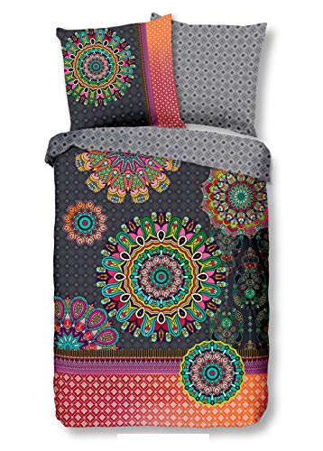 Traumschloss Comfort Flanell Bettwäsche »Izett«, Bunte Mandalas auf dunklem Hintergrund, 135x200 & 80x80, 100% Baumwolle, wärmend & kuschelig, mit Reißverschluss bestehend aus Kissen und Bettbezug von Traumschloss