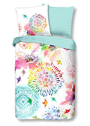 Traumschloss Comfort Flanell Bettwäsche »Lucina«, Bunte Mandalas auf weißem Hintergrund, 155x220 & 80x80, 100% Baumwolle, wärmend & kuschelig, mit Reißverschluss bestehend aus Kissen und Bettbezug von Traumschloss