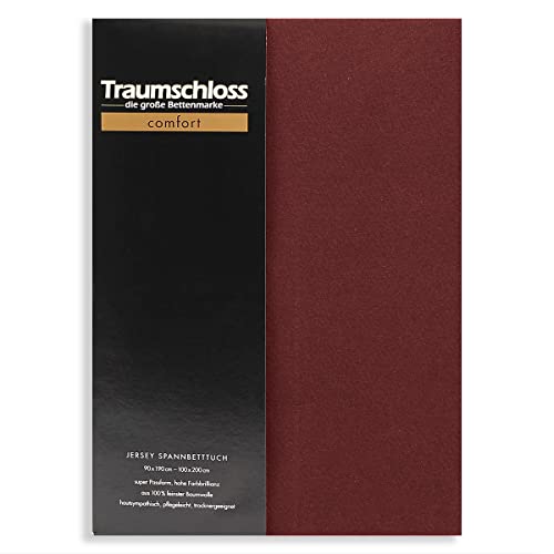 Traumschloss Spannbetttuch »Comfort« 100% Baumwolle | Edel-Jersey | bügelfrei | Bordeaux | 140-160x200cm von Traumschloss