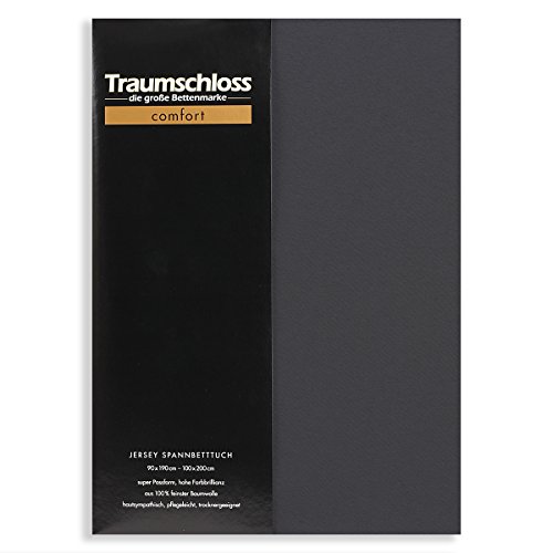 Traumschloss Spannbetttuch »Comfort« 100% Baumwolle | Edel-Jersey | bügelfrei | anthrazit | 90-100x200cm von Traumschloss