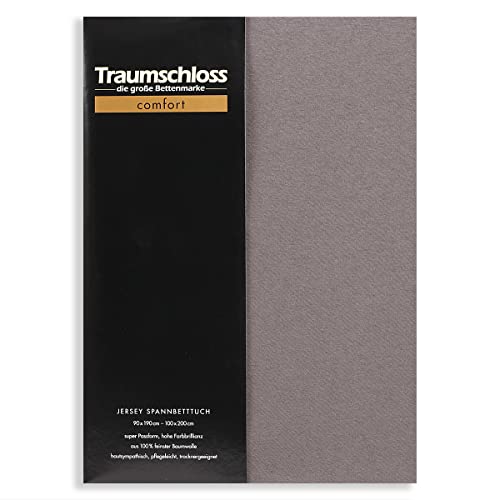 Traumschloss Spannbetttuch »Comfort« 100% Baumwolle | Edel-Jersey | bügelfrei | grau | 90-100x200cm von Traumschloss