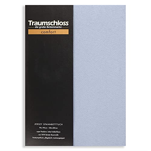 Traumschloss Spannbetttuch »Comfort« 100% Baumwolle | Edel-Jersey | bügelfrei | Mittelblau | 90-100x200cm von Traumschloss