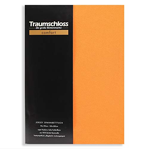 Traumschloss Spannbetttuch »Comfort« 100% Baumwolle | Edel-Jersey | bügelfrei | Mandarine | 180-200x200cm von Traumschloss
