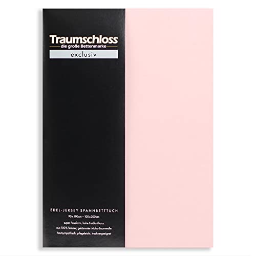 Traumschloss Spannbetttuch »Exclusiv« 100% Mako-Baumwolle | Edel-Jersey | hohe Farbbrillanz | Puder (rosé) | 90-100x200cm von Traumschloss