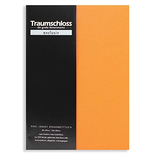 Traumschloss Spannbetttuch »Exclusiv« 100% Mako-Baumwolle | Edel-Jersey | hohe Farbbrillanz | Mandarine | 90-100x200cm von Traumschloss