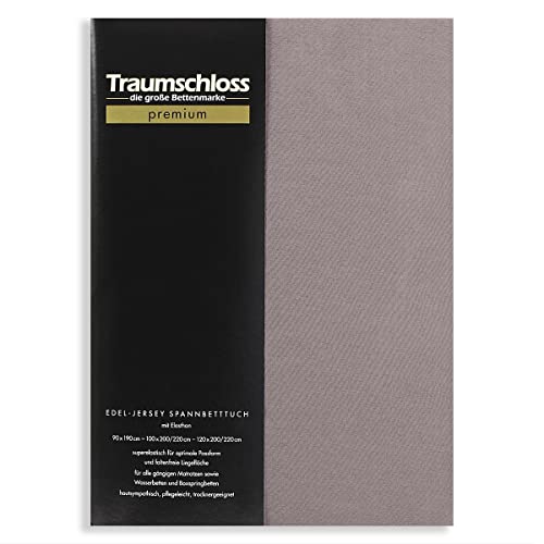 Traumschloss Spannbetttuch »Premium« Mako Baumwolle mit Elasthan | Edel-Jersey | samtweich & angenehm zur Haut | grau | 180-200x200-220cm von Traumschloss