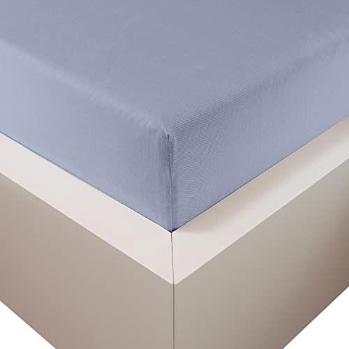 Traumschloss Spannbetttuch »Premium Plus« Mako Baumwolle mit Lyocell & Elasthan | Edel-Jersey | wärmt im Winter & kühlt im Sommer | Mittelblau | 140-160x200-220cm von Traumschloss