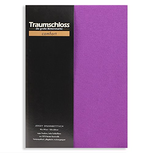 Traumschloss Spannbetttuch »Comfort« 100% Baumwolle | Edel-Jersey | bügelfrei | violett | 140-160x200cm von Traumschloss