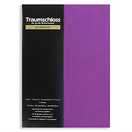 Traumschloss Spannbetttuch »Premium« Mako Baumwolle mit Elasthan | Edel-Jersey | samtweich & angenehm zur Haut | violett | 180-200x200-220cm von Traumschloss