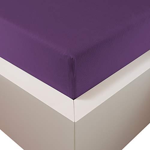 Traumschloss Spannbetttuch »Premium Plus« Mako Baumwolle mit Lyocell & Elasthan | Edel-Jersey | wärmt im Winter & kühlt im Sommer | violett | 140-160x200-220cm von Traumschloss