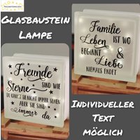 Erst 18.08. Verfügbar Glasbaustein Lampe Mit Text Individuell Gestalten Beleuchtet Lichterkette Batterien von Traumsternchen