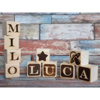 Erst Ab 18.08. Verfügbar Personalisierte Holzwürfel Geburt Taufe Baby Geschenk Gravur Name Datum von Traumsternchen