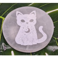 Selenit Ladeplatte Katze - Rund Selenit Ladeplatte Katze - Rund von Traumtarot