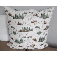 Kissenhülle, Kissenbezug - Winterstadt, Skandinavisch, Hygge, Landhaus, Modernes Wohnen, Winterdeko, Einzelstück, Versandbereit von Traumzauber24