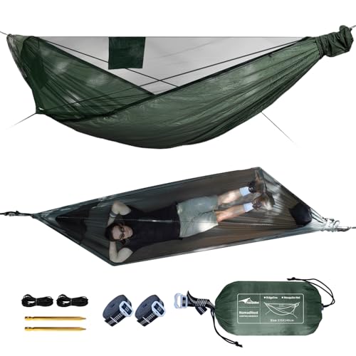 Travel Bird NomadNest 11ft Camping Hängematte mit Moskitonetz und Firstseil, Abnehmbare Vollständig Offenes Netz, Leichte Tragbare Hängematten für Camping Wandern Backpacking von Travel Bird