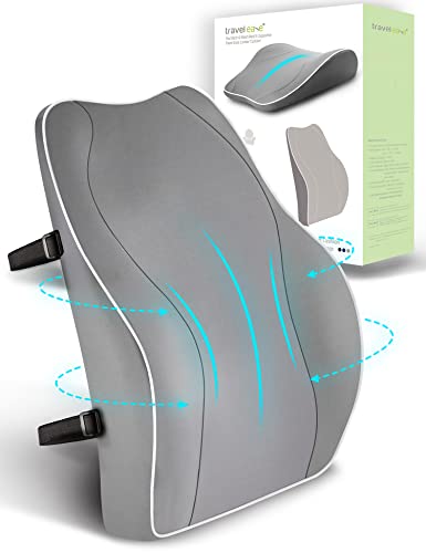 Travel Ease Ergonomisches RückenKissen aus Memory Foam, Lendenkissen für Bürostuhl, Autositz, Rollstuhl, mit Antistatischem, hautfreundlichem Bezug und für eine Bequeme Sitzhaltung (Grau) von Travel Ease