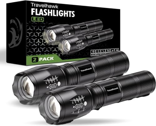 TravelHawk Taschenlampe LED - 2er Set - Taktische Taschenlampe 1000 Lumen Handlampe Wasserdicht Zoombar Tragbarer Flashlight für Outdoor, Camping, Wandern, Notfäll Batteriebetrieben TravelHawk Taschenlampe LED - 2er Set - Taktische Taschenlampe 1000 Lumen Handlampe Wasserdicht Zoombar Tragbarer Flashlight für Outdoor, Camping, Wandern, Notfäll Batteriebetrieben von TravelHawk