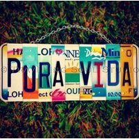 Pura Vida. Nummernschild. Sonnenschein. Hawaii. Costa Rica. Sign. Individuell. Strand von TravelingSoulStudio
