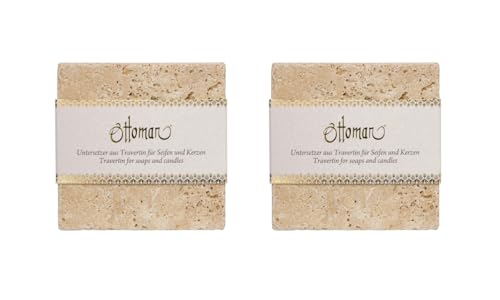 Ottoman 2er Set Travertin quadratisch 10x10cm (Light) von CHICHL